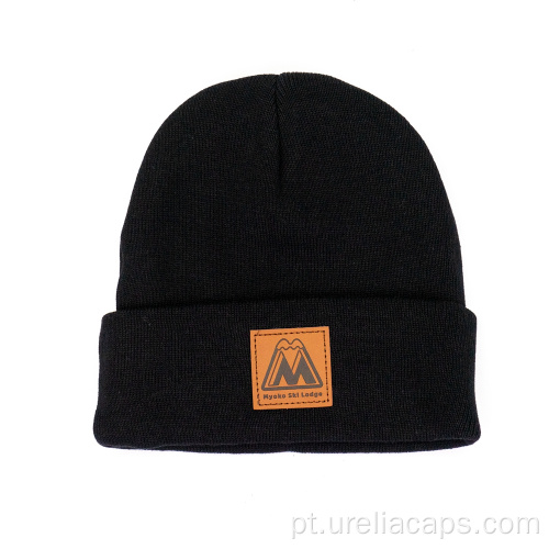 Beanie de malha com logotipo da etiqueta